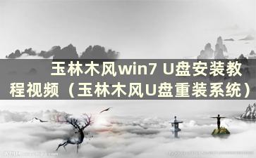 玉林木风win7 U盘安装教程视频（玉林木风U盘重装系统）